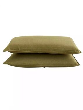 Set of 2 Linen Pillowcases - Olive Green